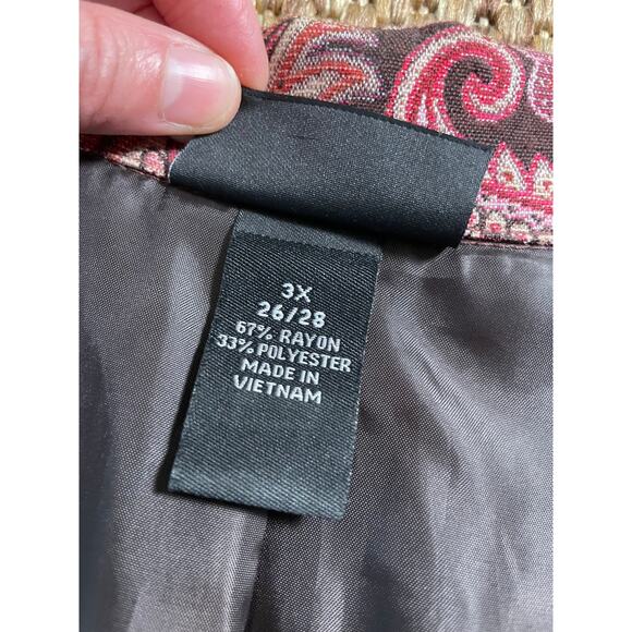 Vintage 90s Maggie Barnes Tapestry Paisley Pattern open front blazer SZ 3x - Picture 5 of 9